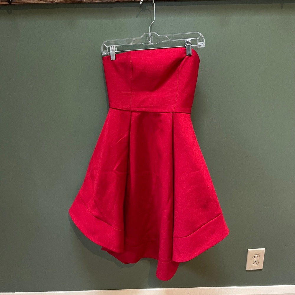 C/MEO Collective Red Strapless Fit and‎ Flare Dress XS